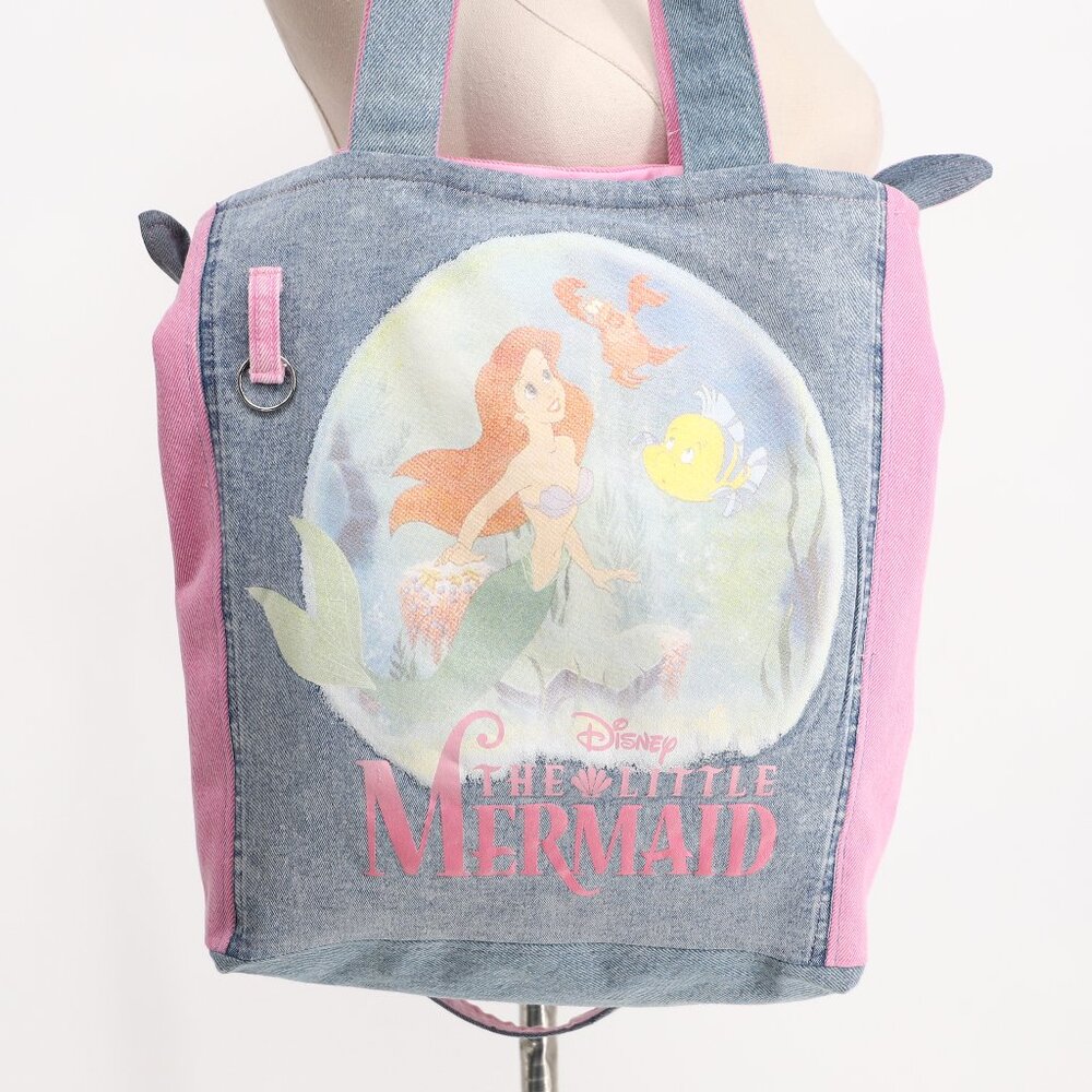 The Little Mermaid Disney Handmade Crossbody Denim Tote Bag Upcycled